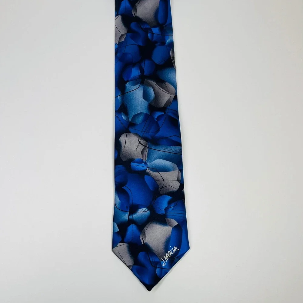 J. Garcia Necktie Men OS Blue Bee Hive‎ Artist Proof Silk Abstract Signature Tie